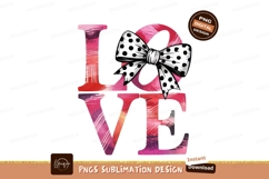 Watercolor Love Design With Bow Sublimation Png Product Image 1