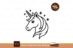 Cute Unicorn Head Black And White Sublimation Product Image 1