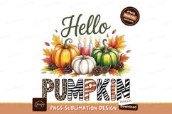 Hello Pumpkin Autumn Graphic Sublimation Png Product Image 1