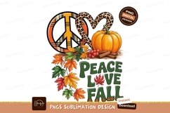 Peace Love Fall Autumn Sublimation Png Design Product Image 1
