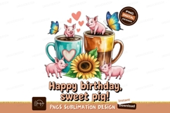 Cute Pigs In Coffee Mugs Illustration Product Image 1