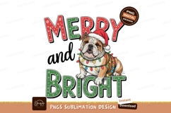 Christmas Bulldog Merry And Bright Sublimation Product Image 1