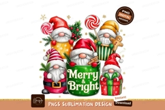 Merry Bright Christmas Gnomes Sublimation Png Art Product Image 1