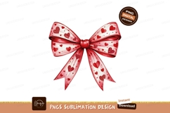Red Heart Ribbon Watercolor Sublimation Png Product Image 1