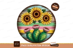Sunflowers And Blooming Cactus Sublimation Png Product Image 1
