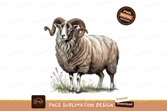 Ram Illustration Watercolor Style Sublimation Png Product Image 1