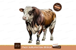 Brown And White Dairy Cow Illustration Sublimation Png Product Image 1