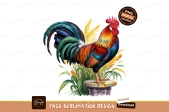 Elegant Rooster Perched Sublimation Png Product Image 1