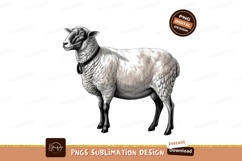 Engraved Sheep Illustration Sublimation Png Product Image 1