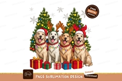 Golden Retrievers Celebrate Christmas Sublimation Png Product Image 1