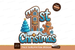 First Christmas Gingerbread Cartoon Illustration Product Image 1