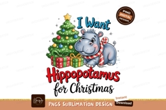 Hippopotamus For Christmas Cute Graphic Product Image 1