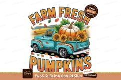 Farm Truck Fresh Pumpkins Sublimation Png Product Image 1