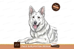 White Shepherd Dog Illustration Sublimation Png Product Image 1