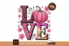 Pink Autumn Love Sublimation Png Graphic Product Image 1