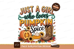 Pumpkin Spice Girl Fall Sublimation Png Product Image 1