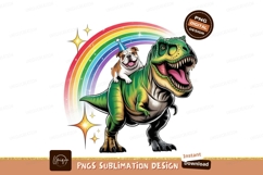 Dog Riding Dinosaur Birthday Rainbow Art Product Image 1
