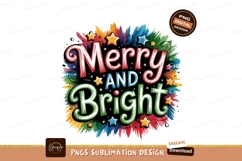 Merry And Bright Christmas Sublimation Png Product Image 1