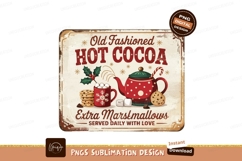 Old Fashioned Hot Cocoa Sign Illustration Product Image 1