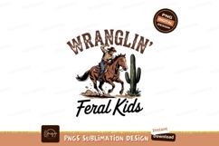 Cowboy Wrangling Horse Western Sublimation Png Product Image 1