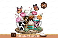 Coffee Cups With Flowers Butterflies Design Product Image 1