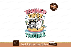 Raccoon Unicorn Pool Party Vector Fun Product Image 1