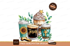 Christian Coffee Design Watercolor Style Sublimation Product Image 1
