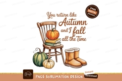 Autumn Watercolor Chair Pumpkins Boots Design Product Image 1
