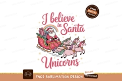 Santa Sleigh Unicorns Christmas Sublimation Png Product Image 1