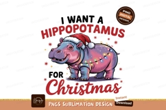 Christmas Hippo Illustration Sublimation Png Product Image 1