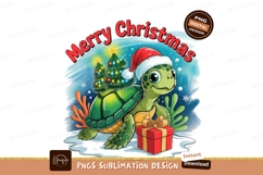 Christmas Turtle With Santa Hat Gift Product Image 1