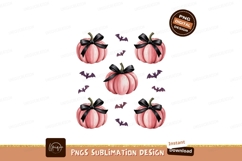 Pink Halloween Pumpkins With Black Bows Product Image 1