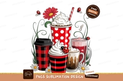 Decorative Coffee Cups Ladybugs Sublimation Png Product Image 1