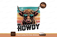 Cow howdy with sunglasses sublimation png Product Image 1