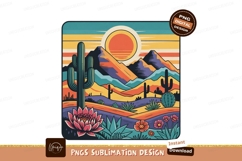 Retro desert landscape isolated on transparent background Product Image 1