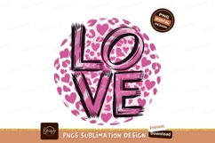 Pink love heart animal print sublimation png Product Image 1