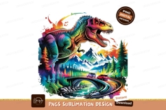 Dinosaur landscape bridge cars sublimation png Product Image 1