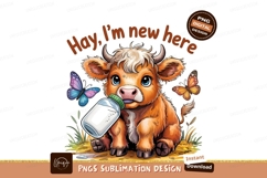 Cute calf with butterflies sublimation png Product Image 1