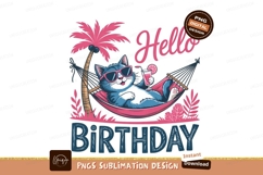 Cat in hammock with cocktail sublimation png Product Image 1