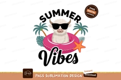 Summer vibes goat in pool sublimation png Product Image 1
