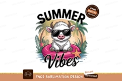 Goat in pool summer vibes sublimation png Product Image 1