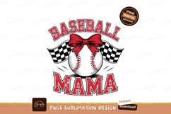 Baseball Mama Sublimation PNG: Red Bow Design Product Image 1