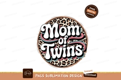 Mom of twins leopard print circle sublimation png Product Image 1