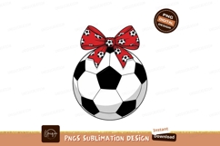 Soccer ball with red bow sublimation png Product Image 1