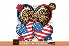 Patriotic leopard heart design sublimation png Product Image 1