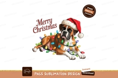 Boxer dog with santa hat sublimation png Product Image 1