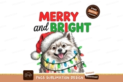 Pomeranian dog with santa hat sublimation png Product Image 1