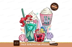 Mermaid cocktails cartoon characters sublimation png Product Image 1