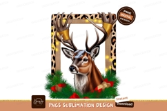 Christmas deer with pine isolated sublimation png Product Image 1