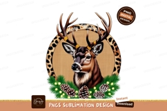 Christmas deer with pine isolated sublimation png Product Image 1